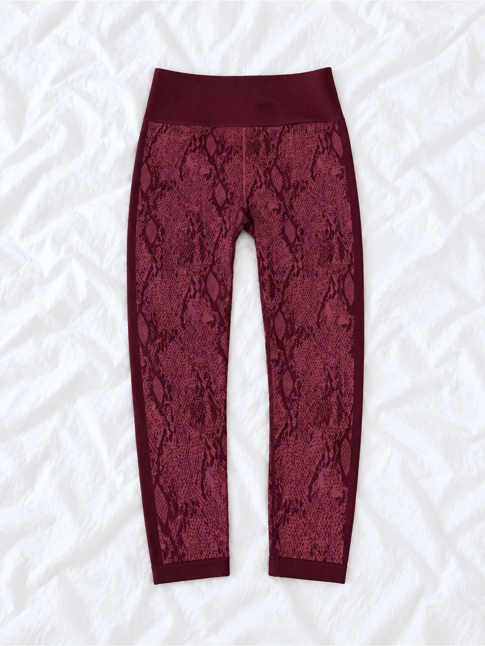 Fabletics Burgundy Snake-Print High-Rise Leggings